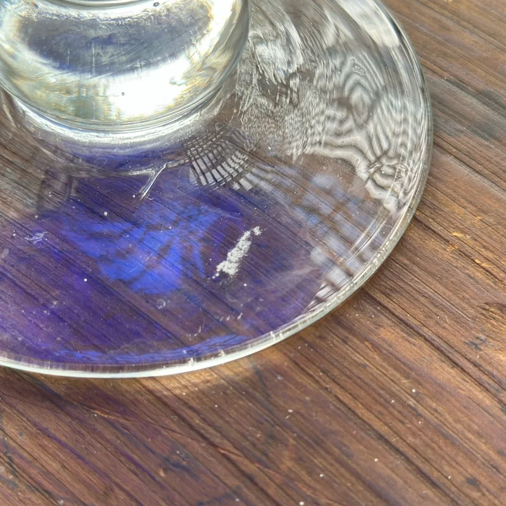 Cobalt Blue Bubbled Glass Vase or Candle Holder